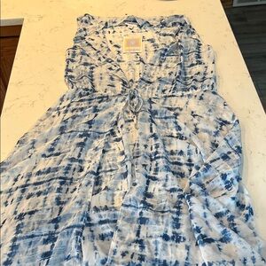 Breezy Blue and White Tie-Dye Ciffon Overlay